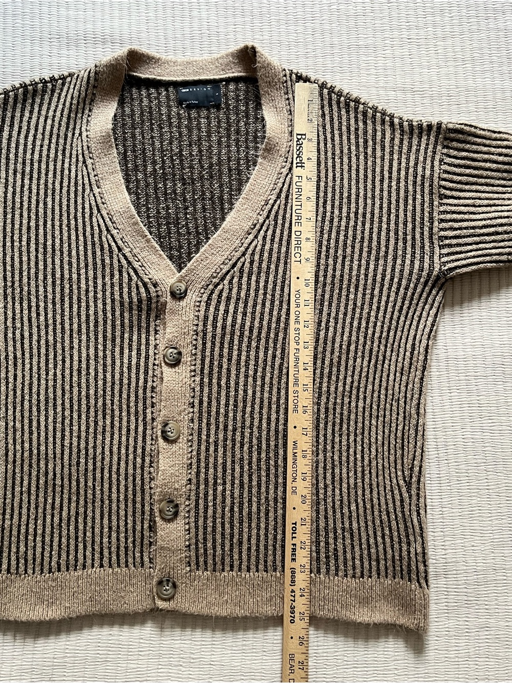 ASOS Striped V-Neck Button Cardigan - Picture 7 of 8